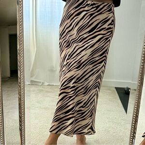 Socialite Black and Pink Zebra-Print Midi Skirt